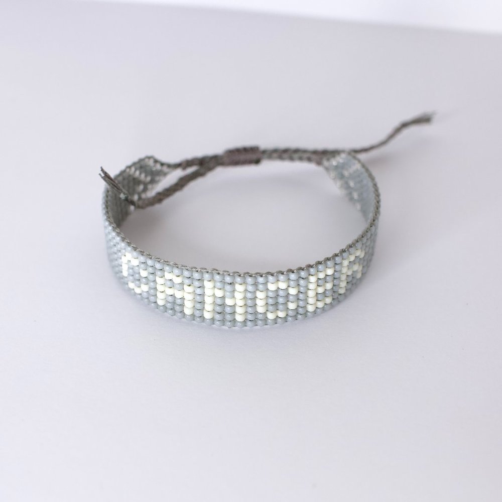 CANCER Zodiac Bracelet, Gray Scorpio Bracelet, Zodiac Gift, Beaded Bracelet